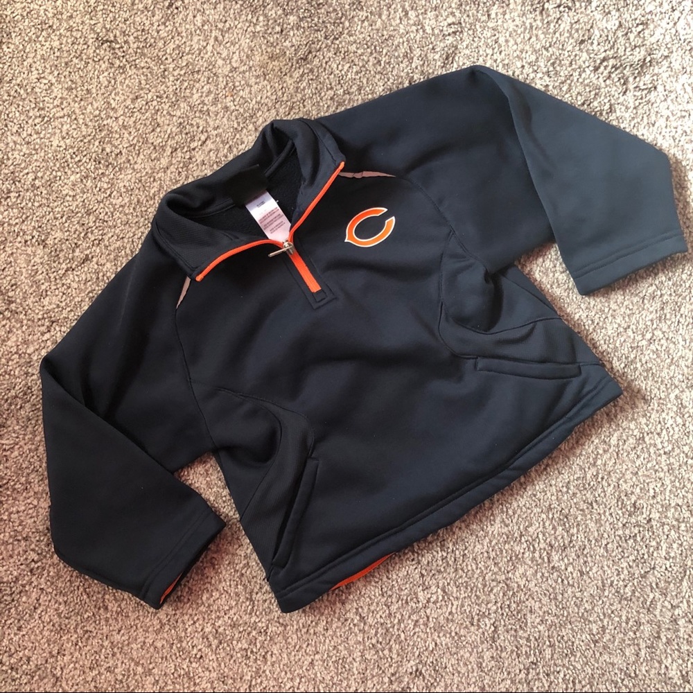NFL kids BEARS apparel size 4, small BLUE & ORANGE 1/2 neck zipper pullover